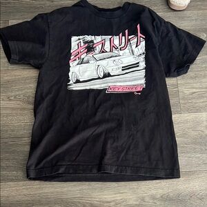 Black Graphic Tee with Car Design
